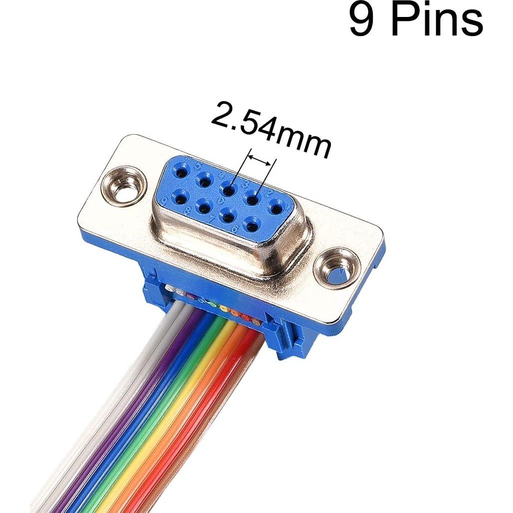 Cable de cinta plana arcoíris IDC DB9 hembra a 9P 30cm uxcell