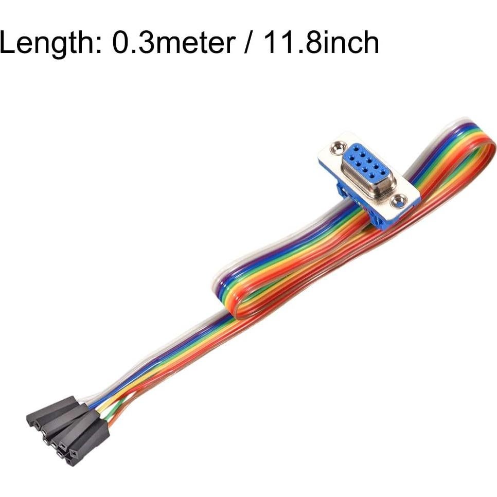 Cable de cinta plana arcoíris IDC DB9 hembra a 9P 30cm uxcell
