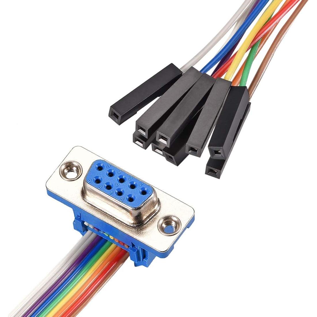 Cable de cinta plana arcoíris IDC DB9 hembra a 9P 30cm uxcell