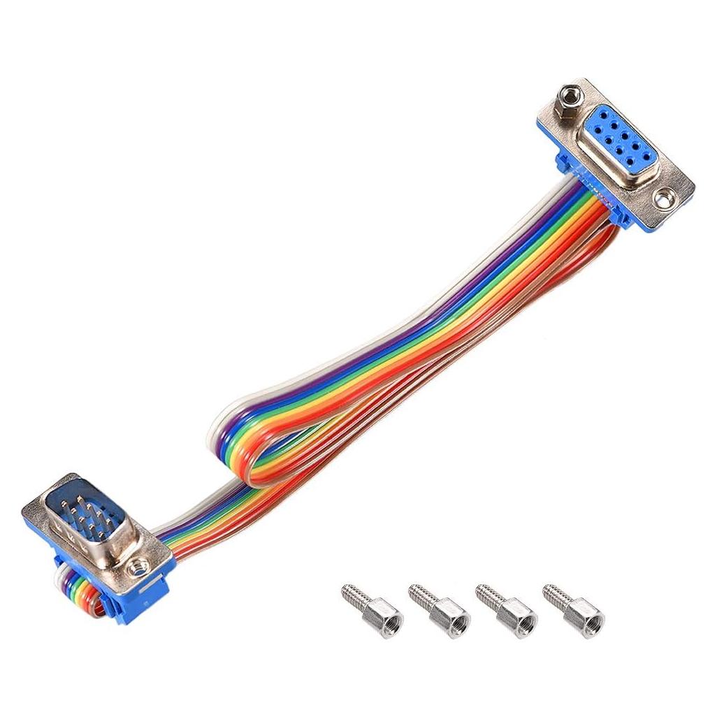Cable de cinta plana arcoíris uxcell DB9 macho a hembra 30cm