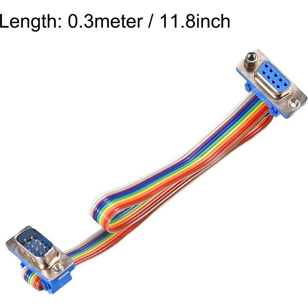 Cable de cinta plana arcoíris uxcell DB9 macho a hembra 30cm