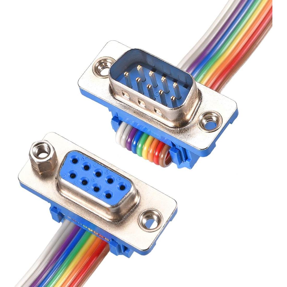 Cable de cinta plana arcoíris uxcell DB9 macho a hembra 30cm