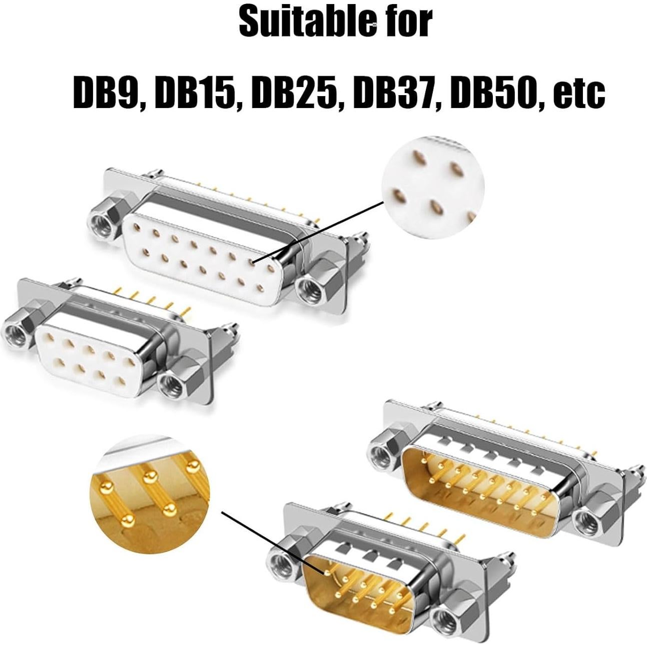200 Pines Crimpado Macho Hembra D-Sub Niquelados Oro 2mm