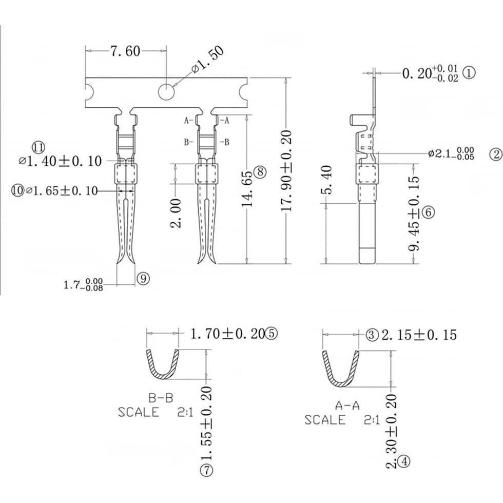 200 Pines Crimpado Macho Hembra D-Sub Niquelados Oro 2mm