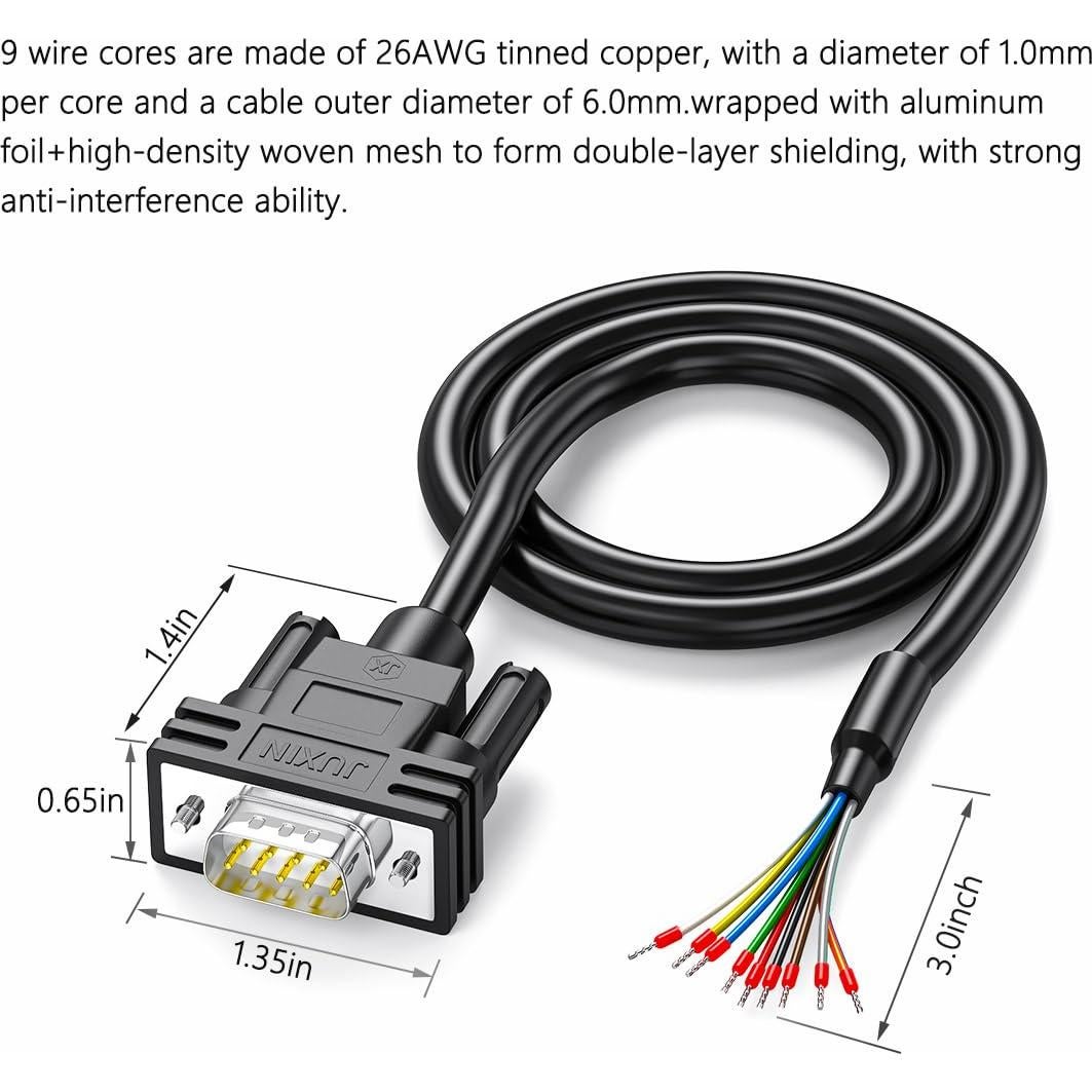 Conector DB9 hembra a cable pelado 1.5m JUXIN RS232