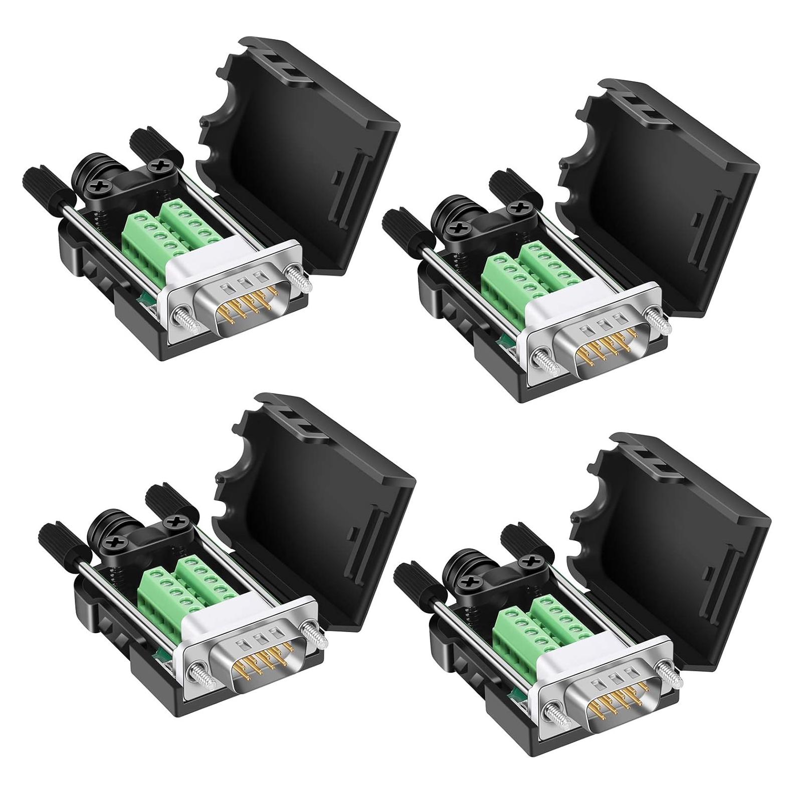 Conector DB9 BIFALE 4 Machos Sin Soldadura 16mm Negro