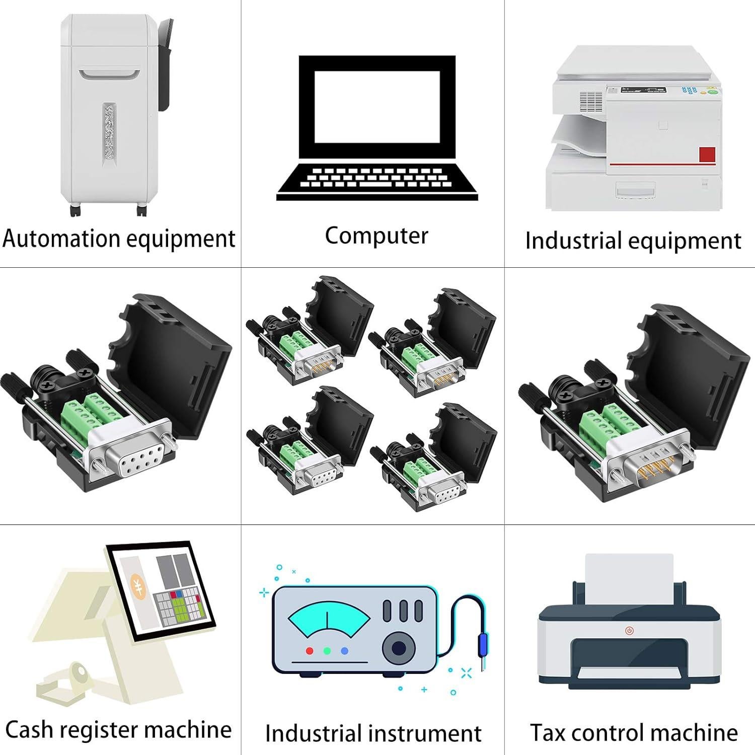 Conector DB9 BIFALE 4 Machos Sin Soldadura 16mm Negro
