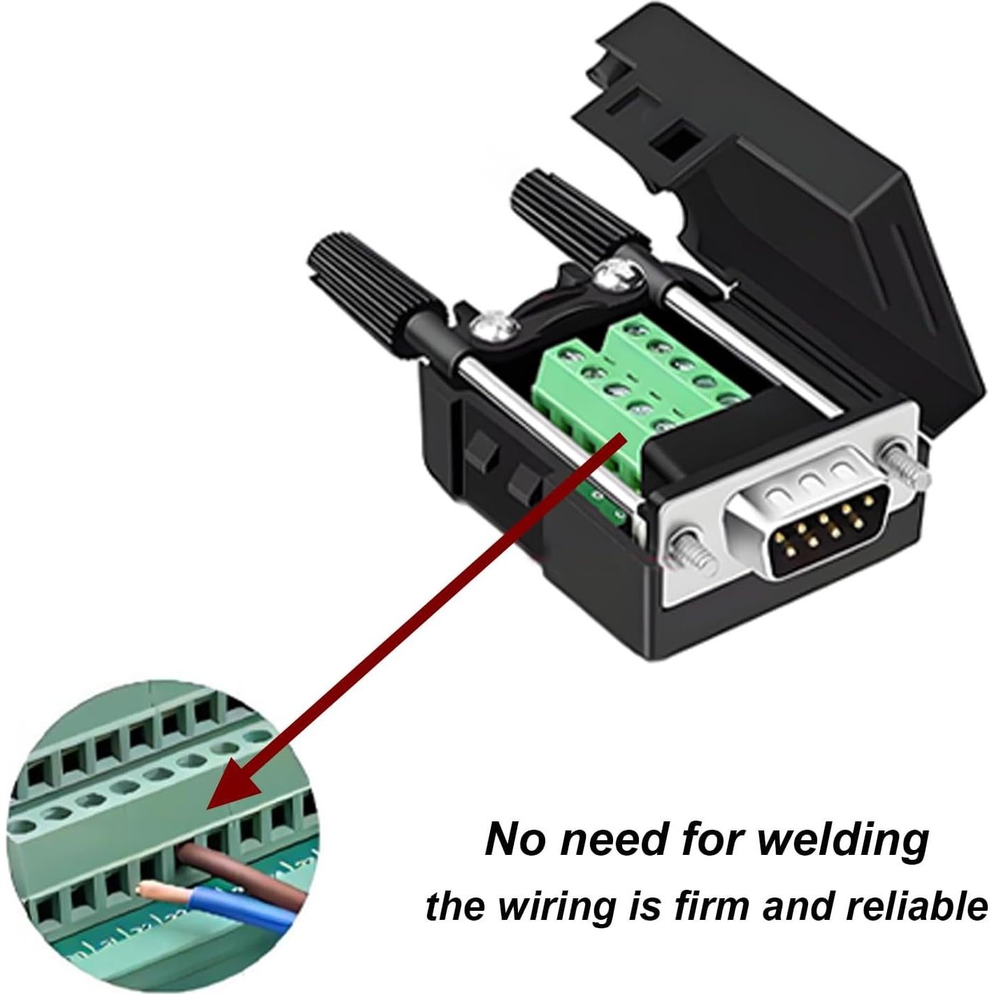 Conector DB9 Sin Soldadura 10PCS Macho y Hembra Willwewon