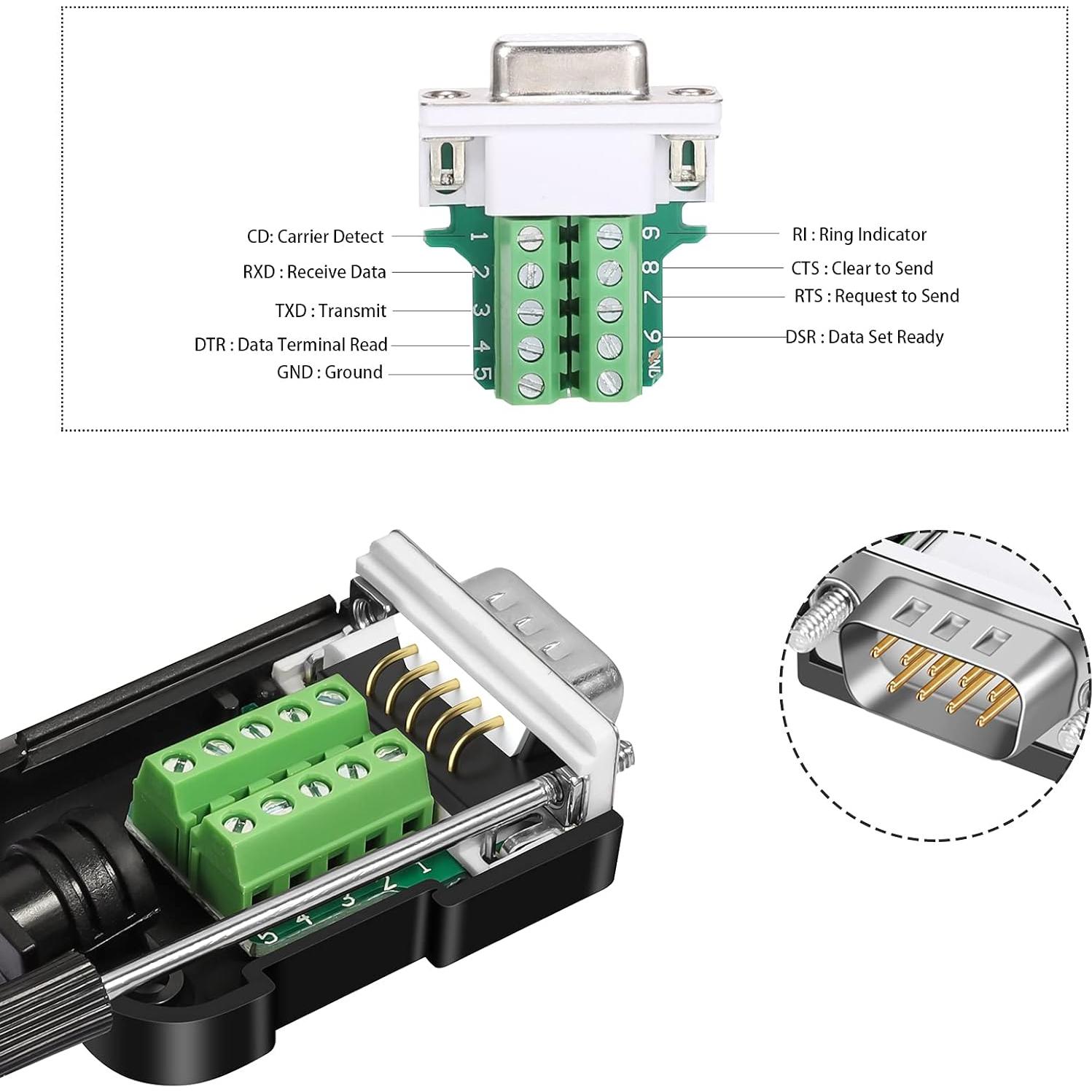 Conector DB9 sin soldadura Dbilida 2 Machos 2 Hembras 16mm