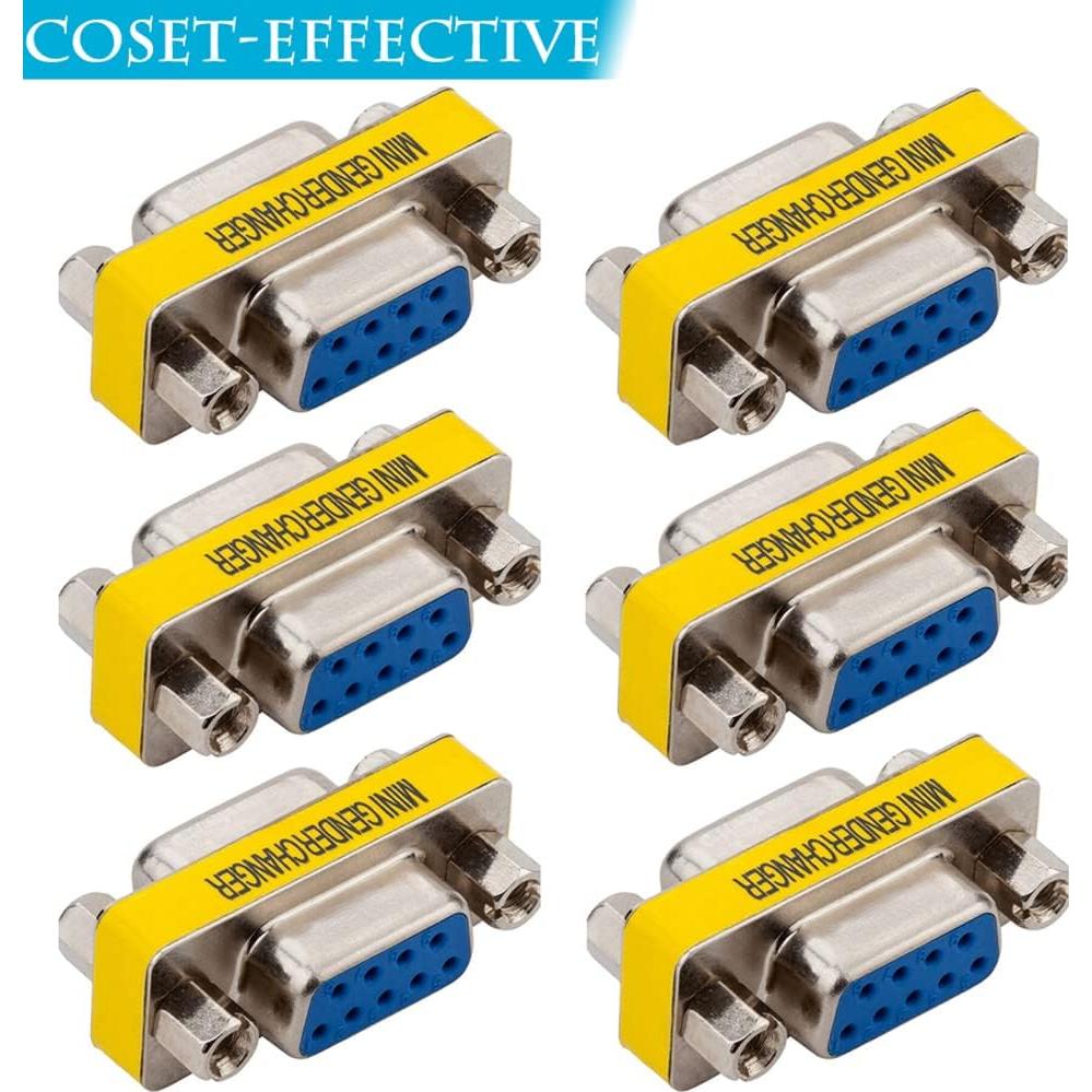 Paquete de 6 adaptadores RS232 DB9 hembra a hembra Warmstor