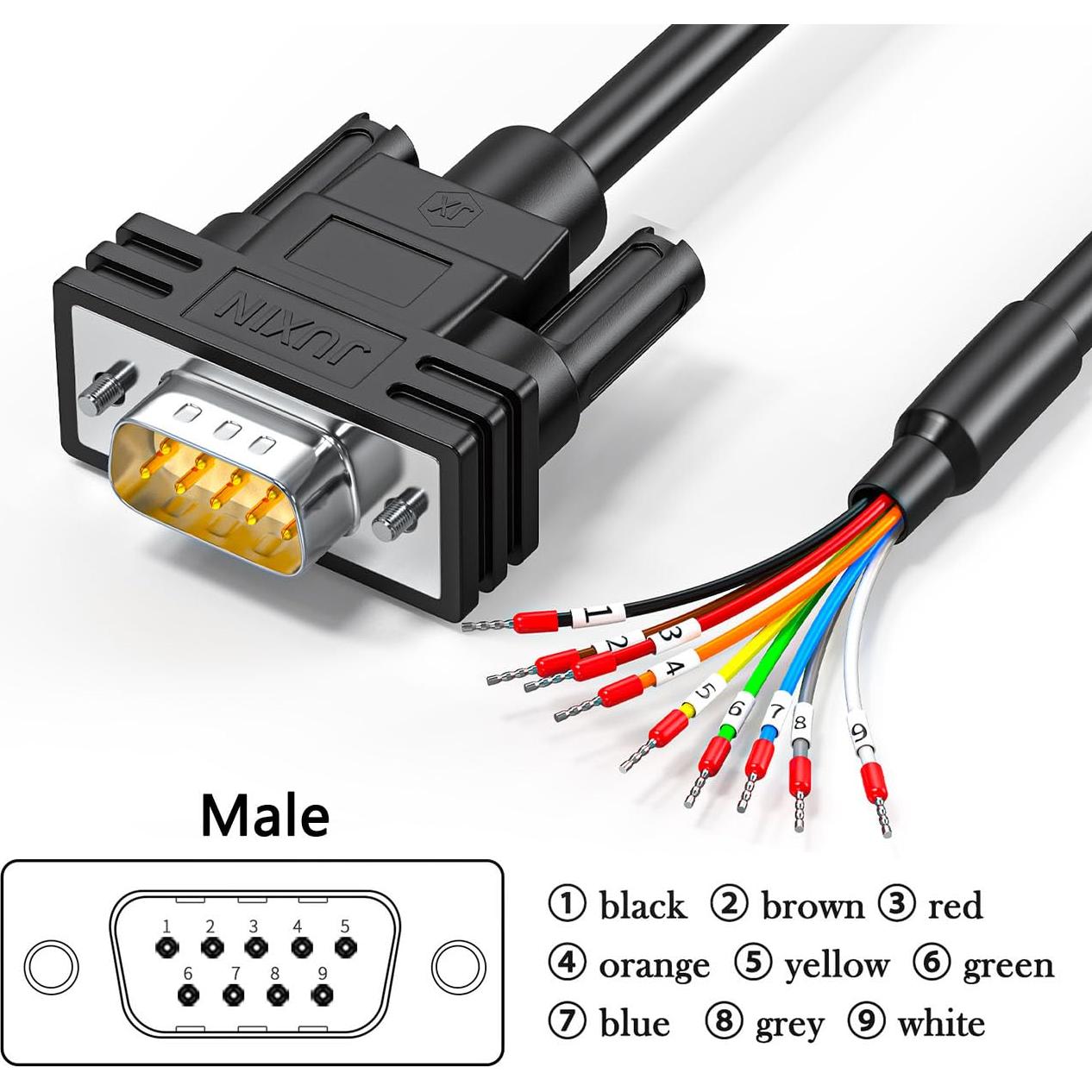 Cable de Extensión DB9 RS232 Hembra a Cable Pelado 0.91m JUXINICE