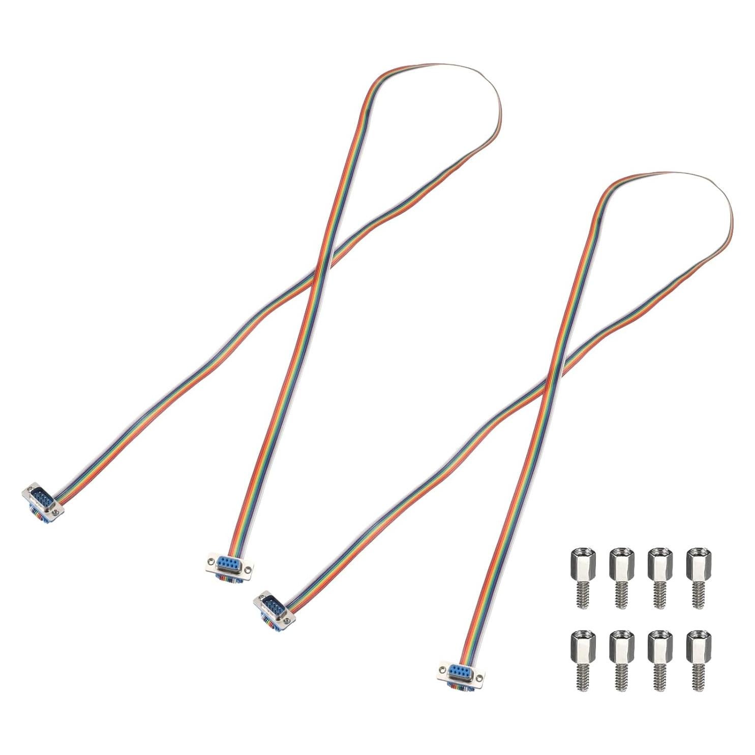 Cable de Cinta IDC Arcoíris MECCANIXITY 2 Pcs DB9 Macho a Hembra 99 cm