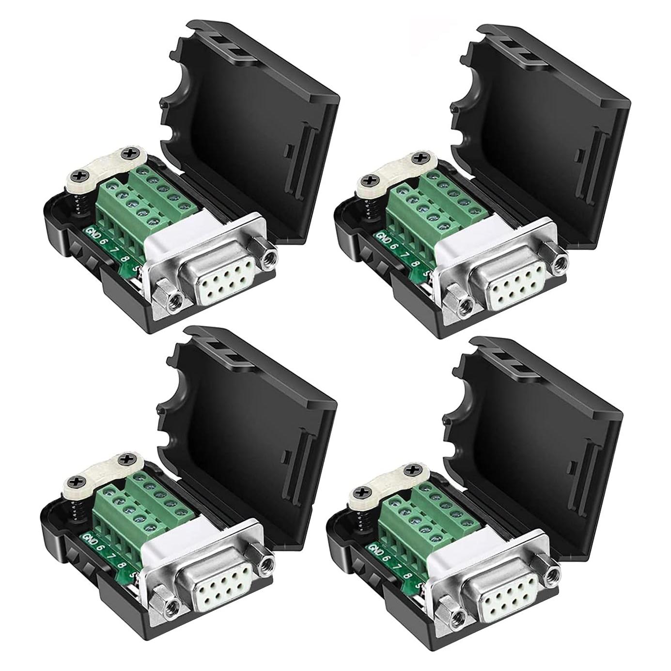 4 Pack Conector DB9 Femenino Sin Soldadura RS232 D-SUB