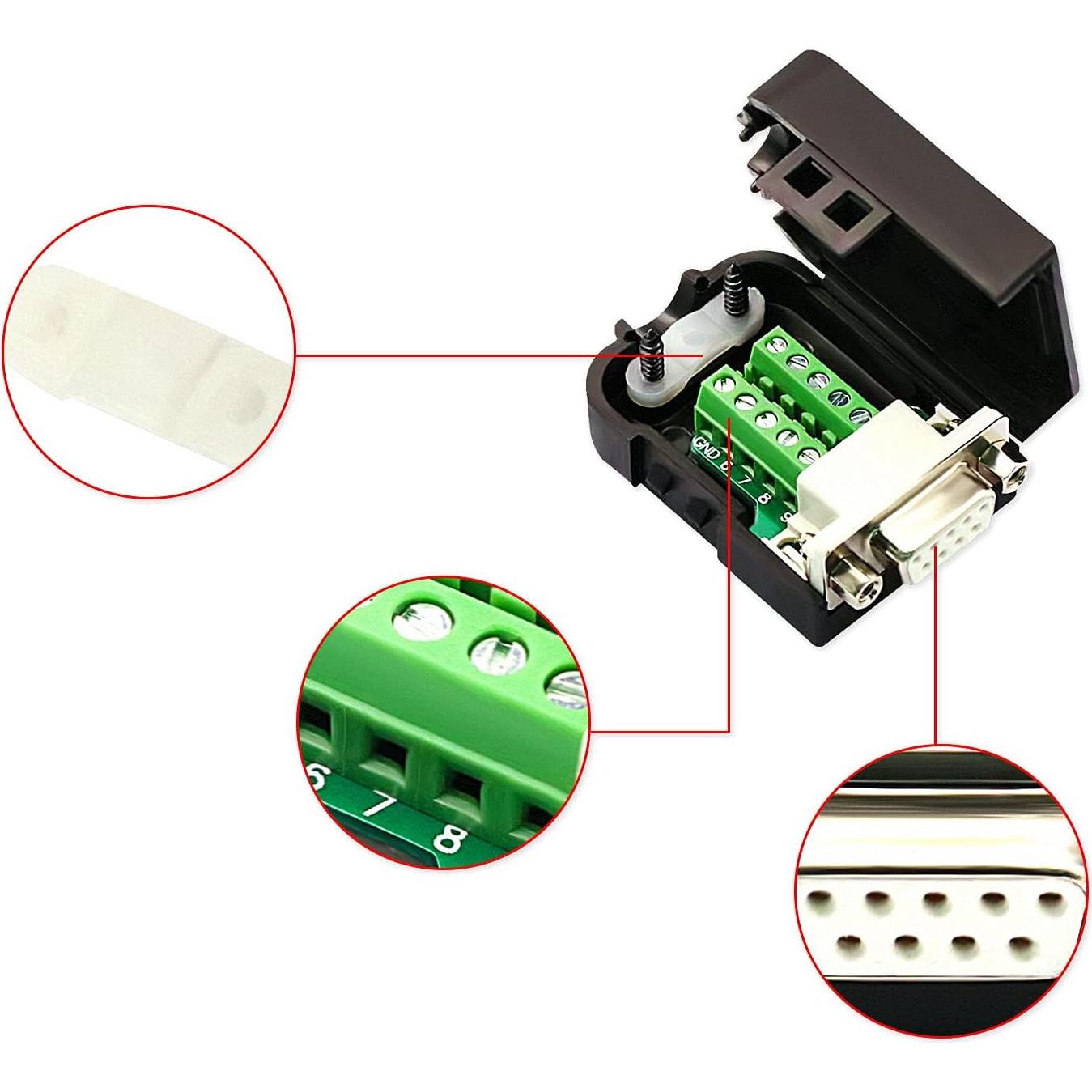 4 Pack Conector DB9 Femenino Sin Soldadura RS232 D-SUB