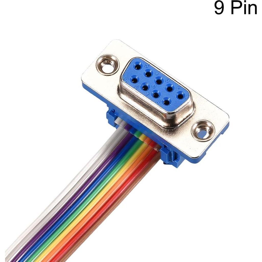 Cable de cinta plana arcoíris DB9 hembra 30cm uxcell