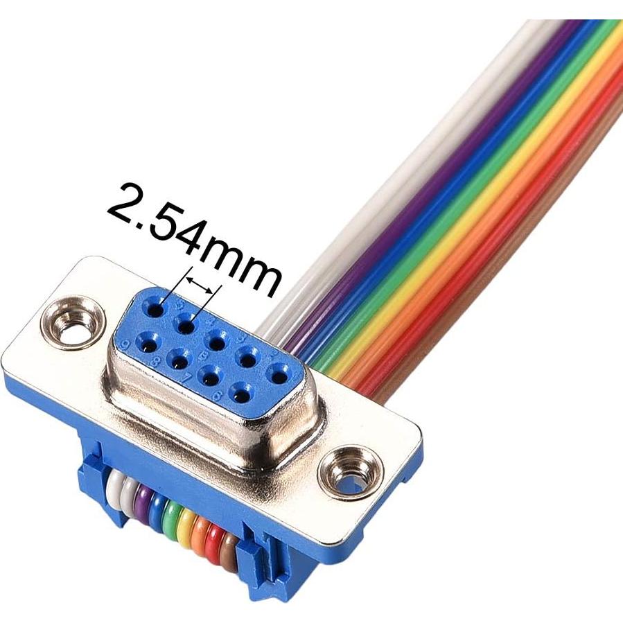 Cable de cinta plana arcoíris DB9 hembra 30cm uxcell