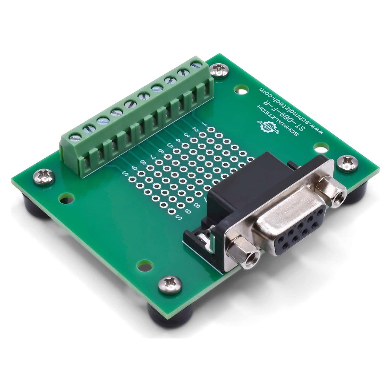 Placa de desconexión hembra DB9 SchmalzTech con terminales de tornillo