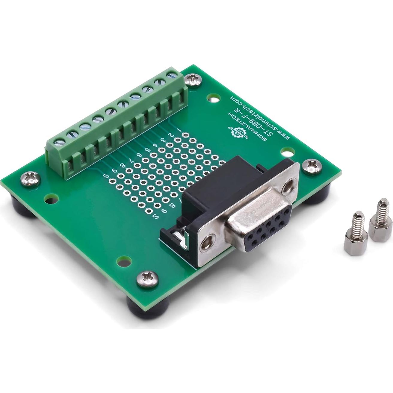 Placa de desconexión hembra DB9 SchmalzTech con terminales de tornillo