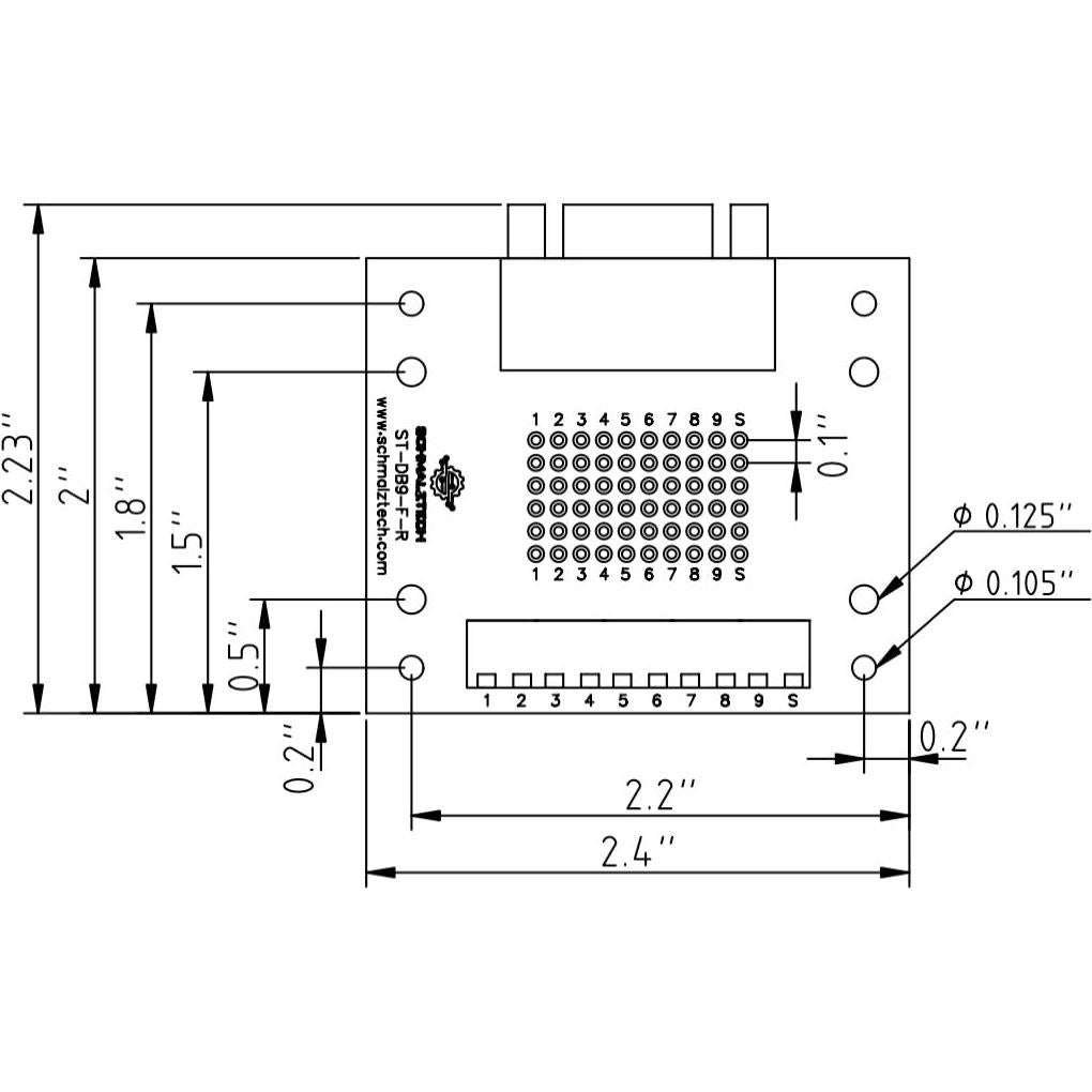 Placa de desconexión hembra DB9 SchmalzTech con terminales de tornillo