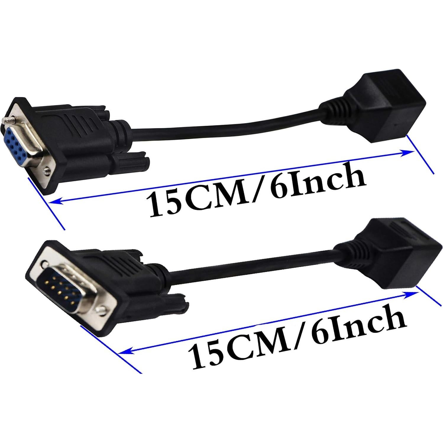 Cable RJ45 a RS232 DB9 9-Pin Macho y Hembra 15cm 2Pack