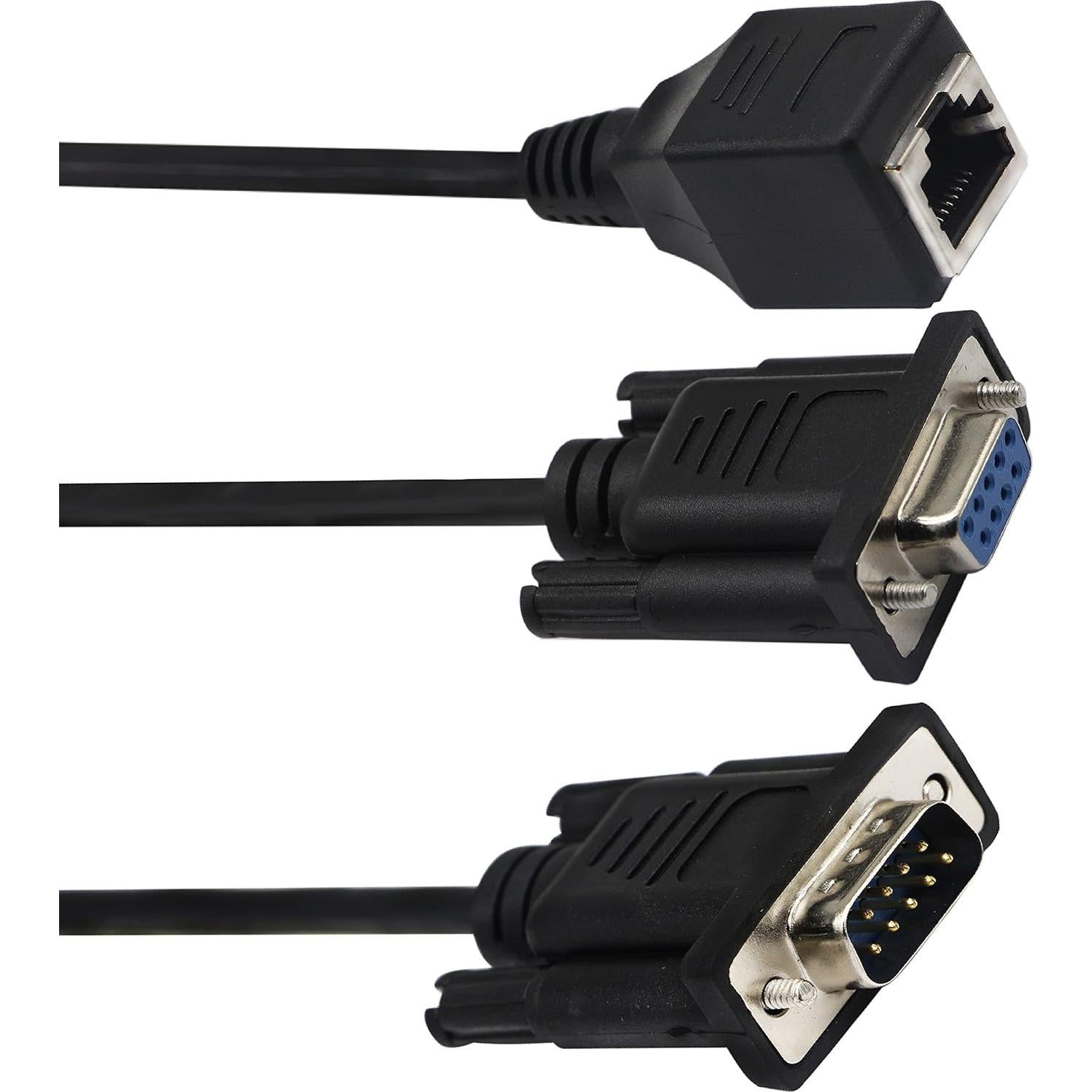 Cable RJ45 a RS232 DB9 9-Pin Macho y Hembra 15cm 2Pack