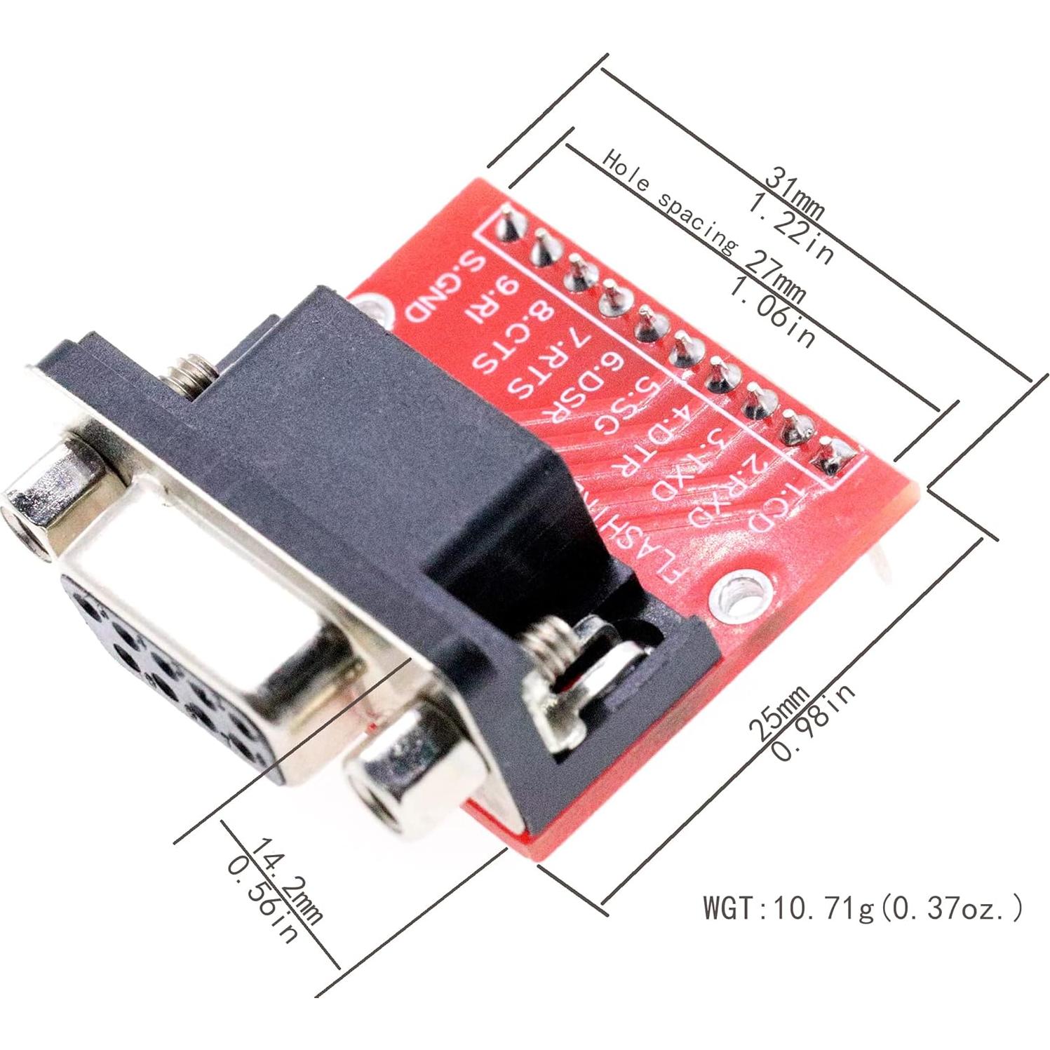 Adaptador DB9 Macho y Hembra a 10 Pines RS232 2.54mm