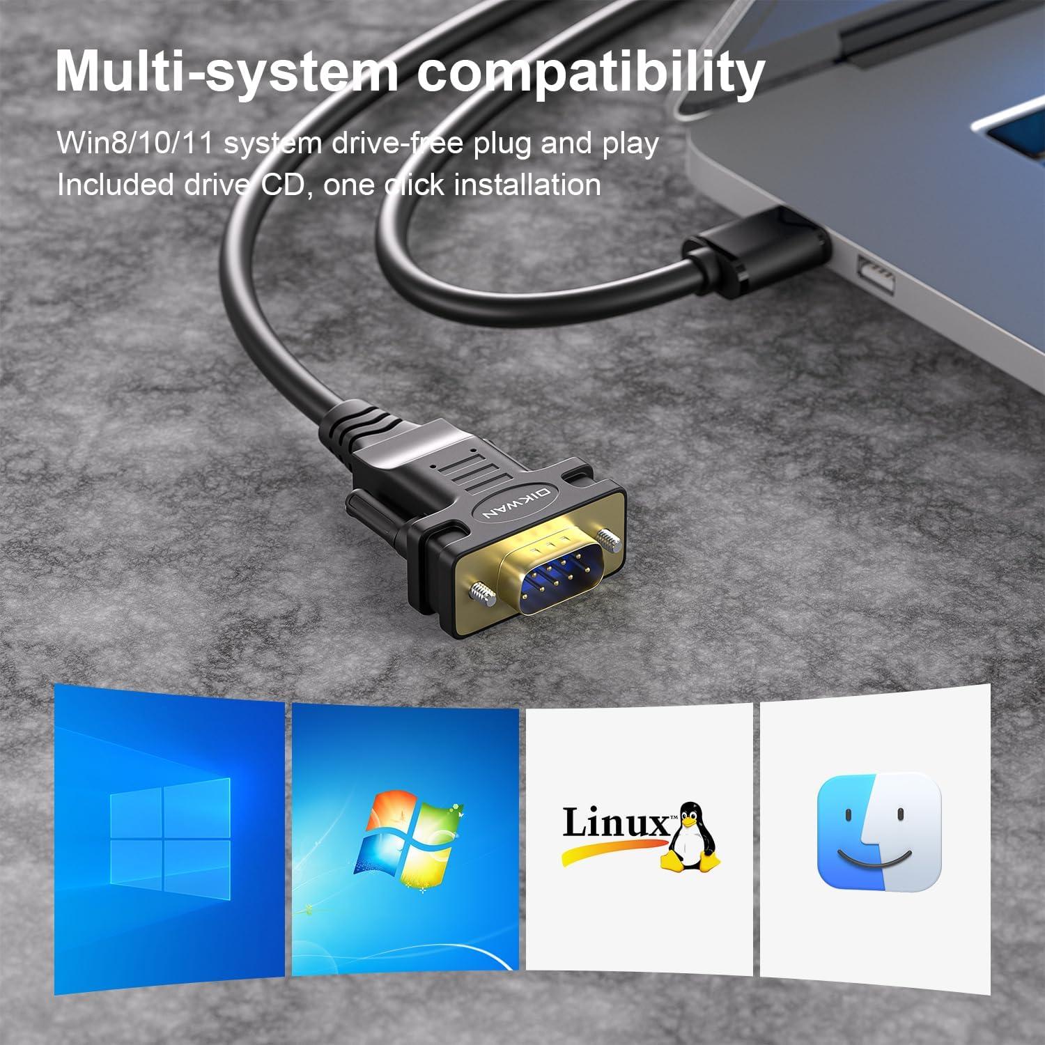 Adaptador USB a Serial RS-232 OIKWAN 1.83m 50Pack