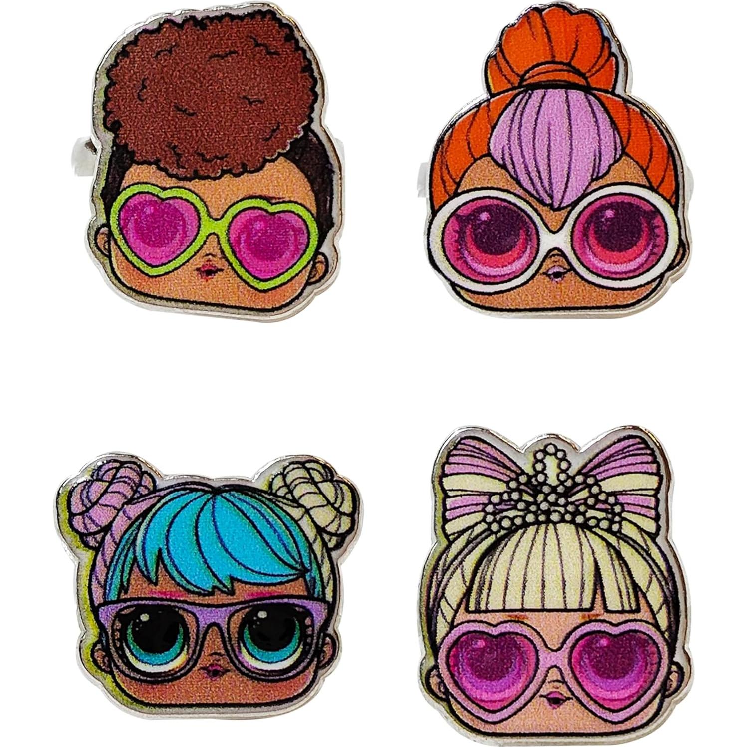 Conjunto de 4 Anillos Ajustables LUV HER para Niñas