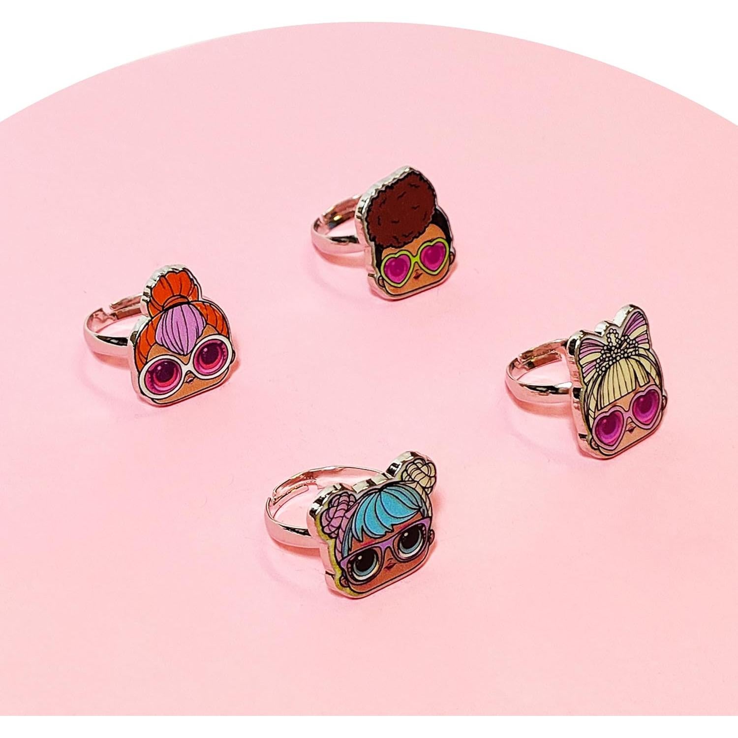 Conjunto de 4 Anillos Ajustables LUV HER para Niñas