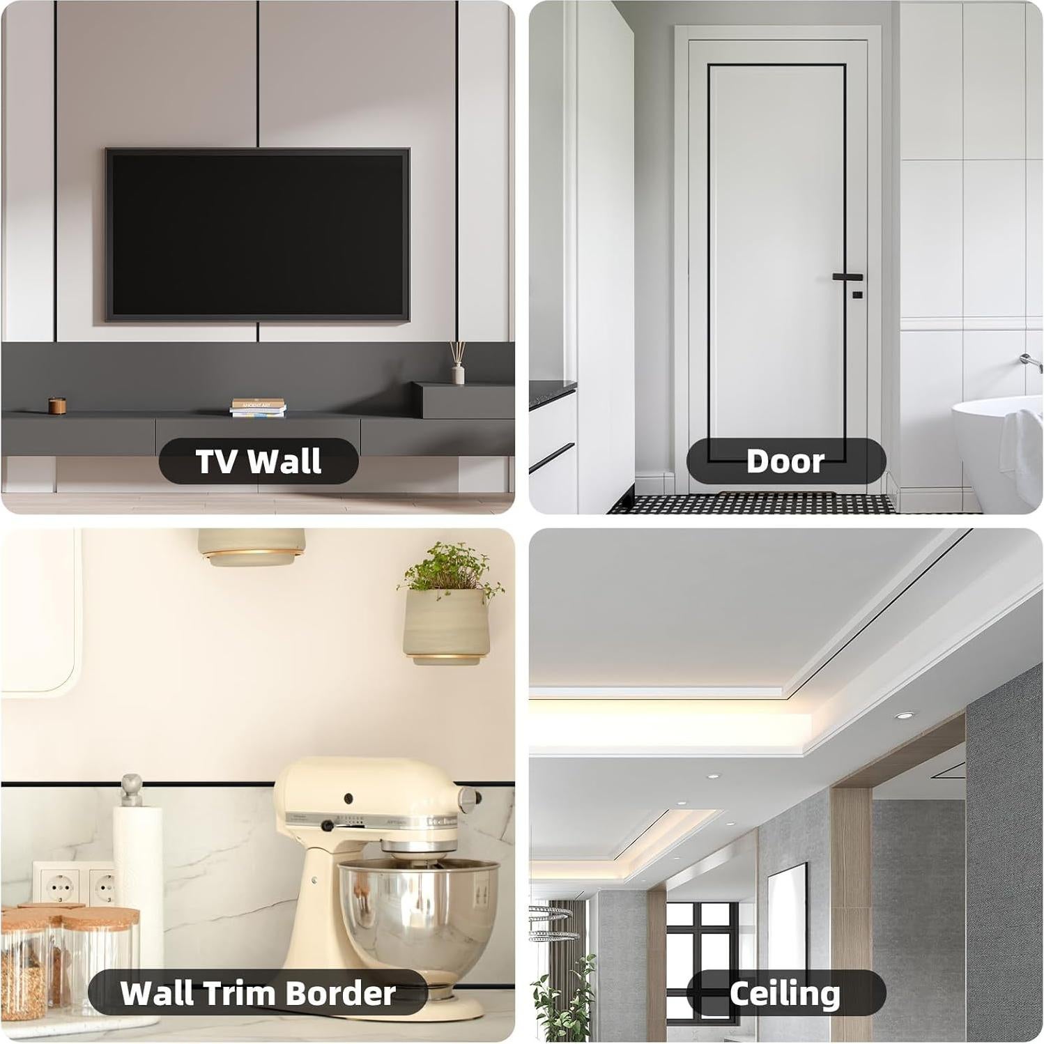 Moldura Autoadhesiva JSIWOTH 2.99 m Negra Mate para Pared