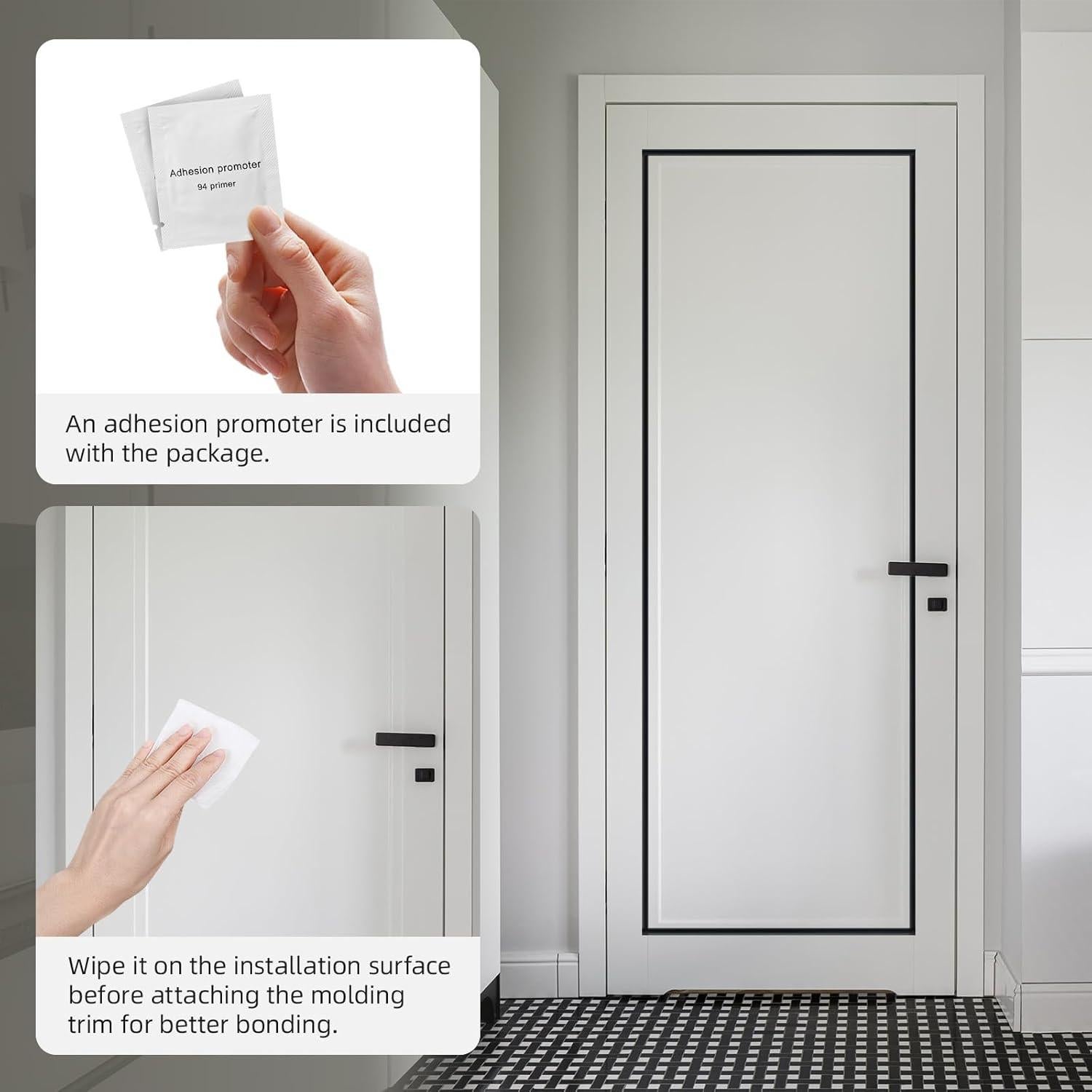 Moldura Autoadhesiva JSIWOTH 2.99 m Negra Mate para Pared