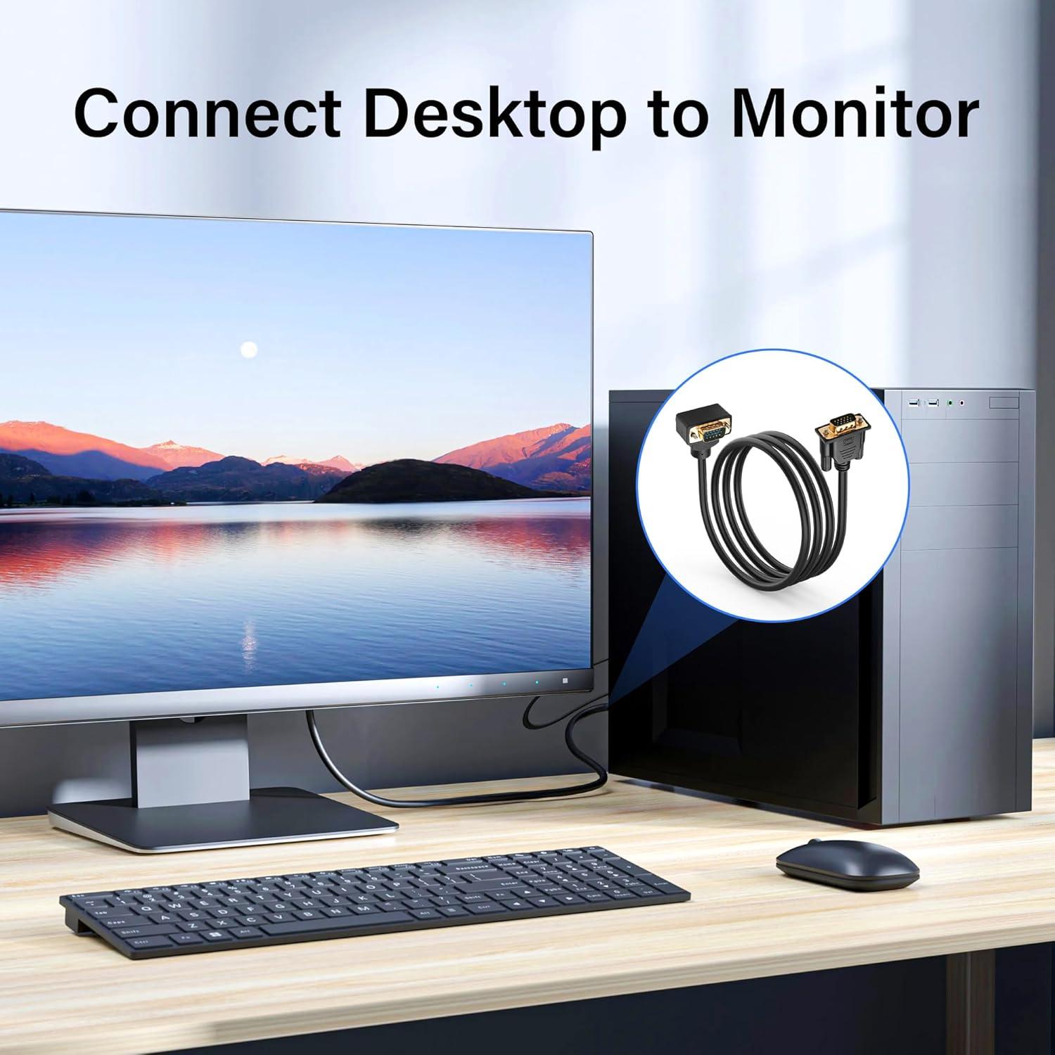 Cable VGA Macho a Macho 90 Grados PNGKNYOCN 1.5m 1080P