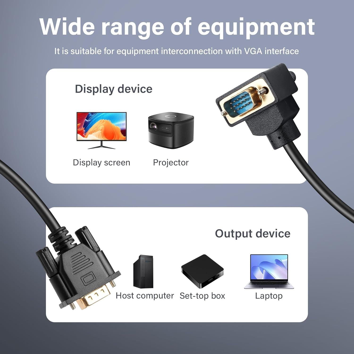 Cable VGA Macho a Macho 90 Grados PNGKNYOCN 1.5m 1080P