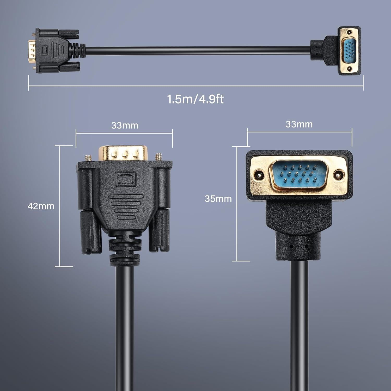 Cable VGA Macho a Macho 90 Grados PNGKNYOCN 1.5m 1080P