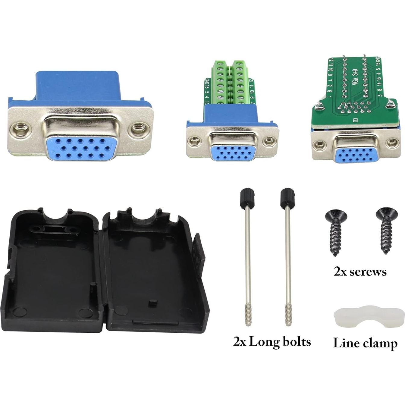 Adaptador VGA hembra DB15 a terminal de tornillo 2 paquetes