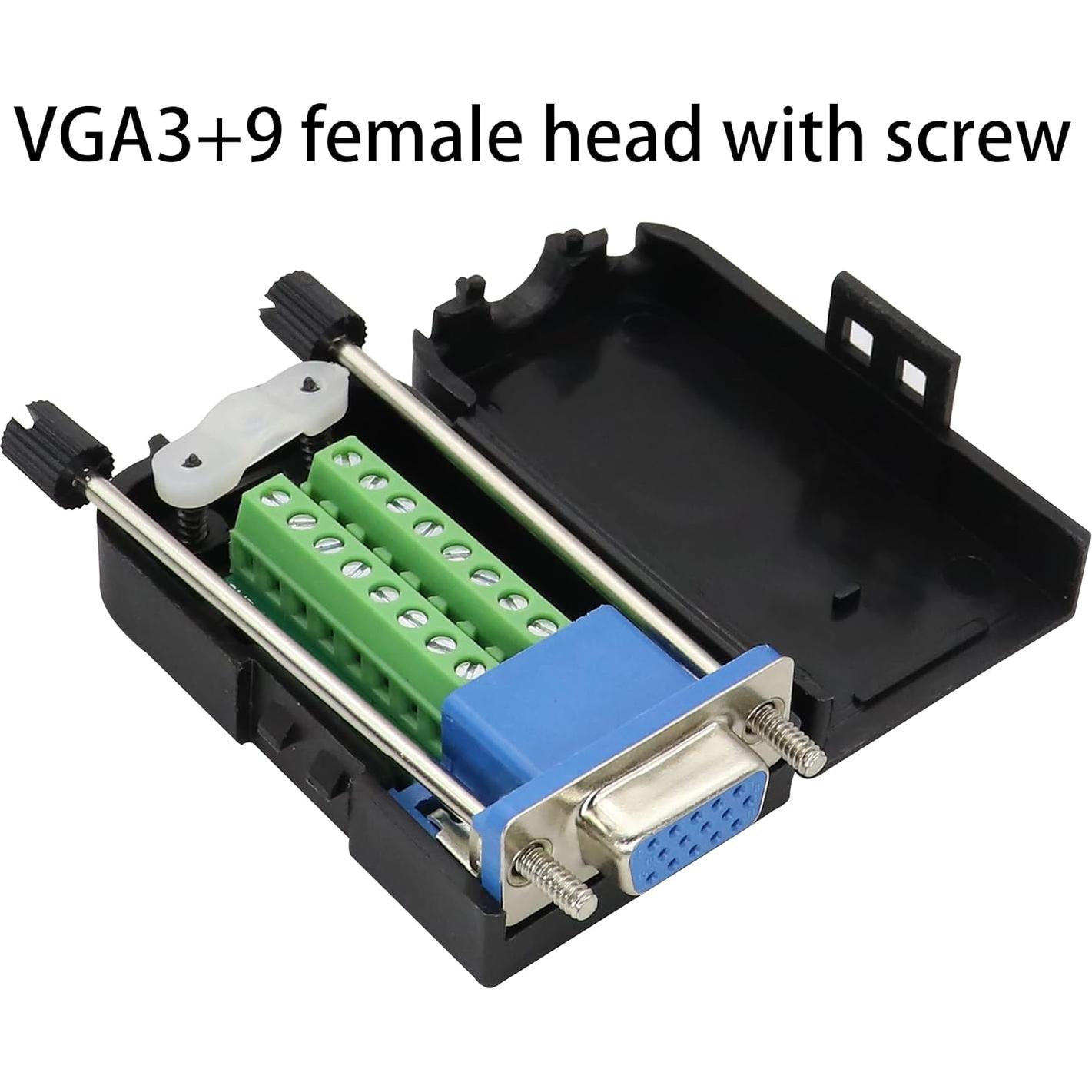 Adaptador VGA hembra DB15 a terminal de tornillo 2 paquetes