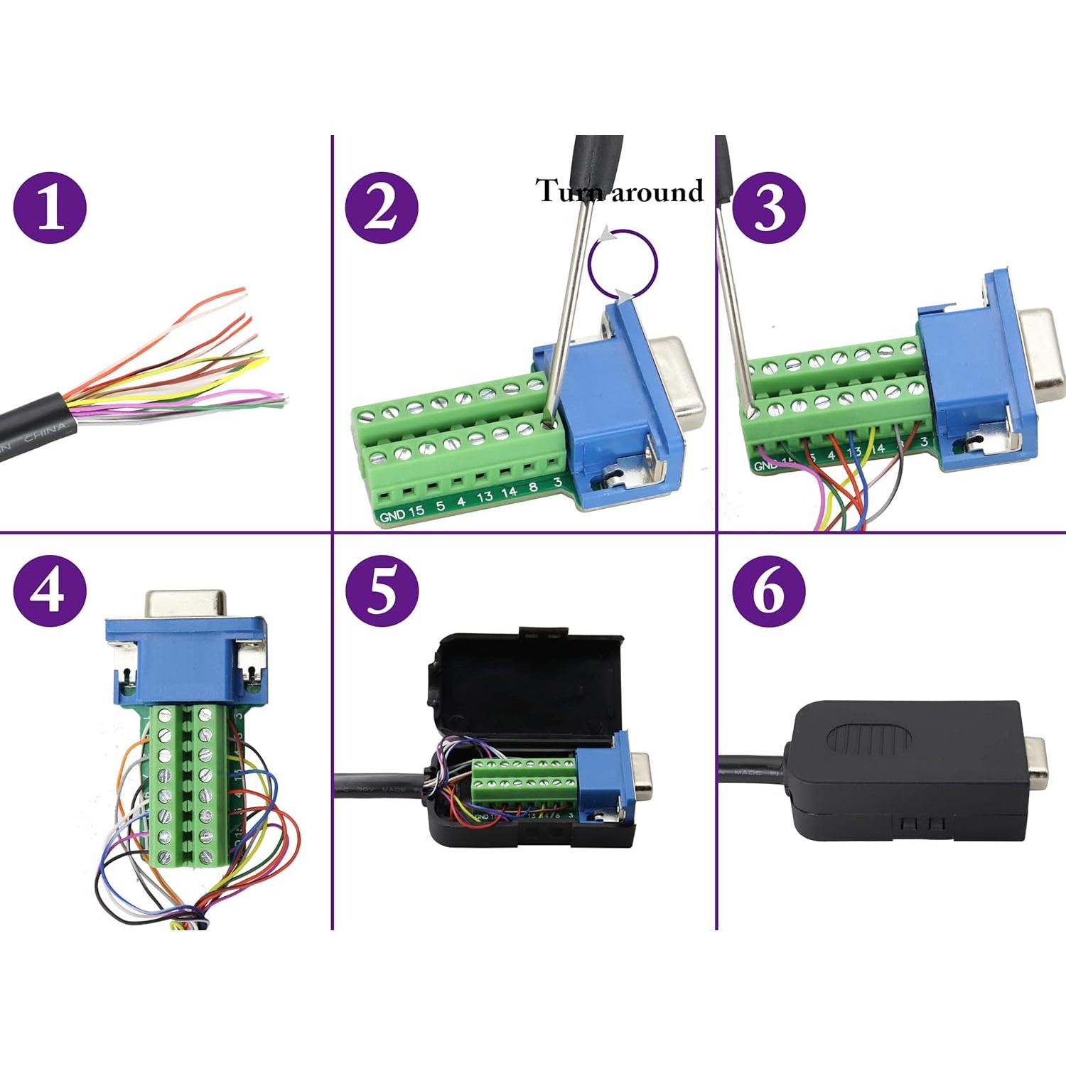 Adaptador VGA hembra DB15 a terminal de tornillo 2 paquetes