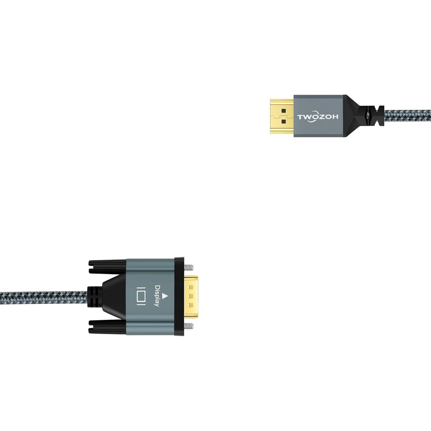 Cable HDMI a VGA Twozoh 2M - 1080P 60Hz, Aluminio y Nylon