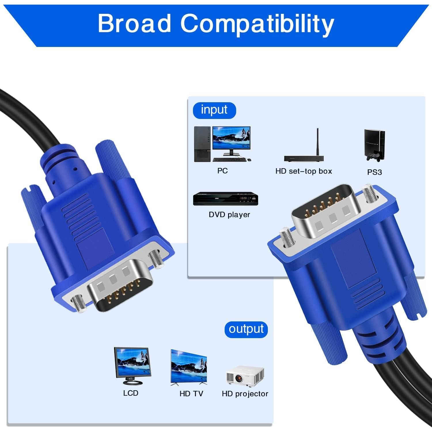 Cable Divisor VGA Macho a 2 Machos Pasow 1.52m 1080P Full HD