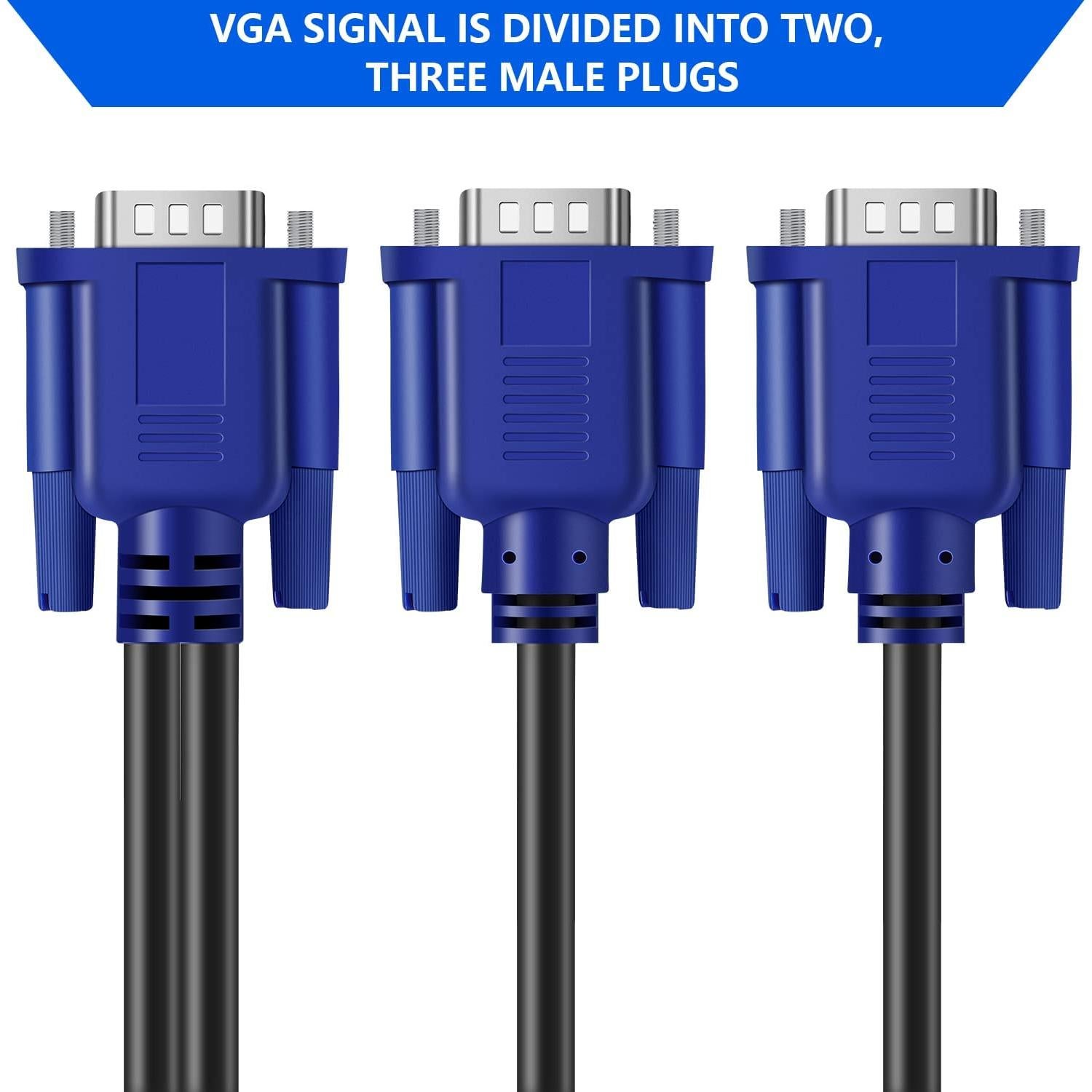 Cable Divisor VGA Macho a 2 Machos Pasow 1.52m 1080P Full HD