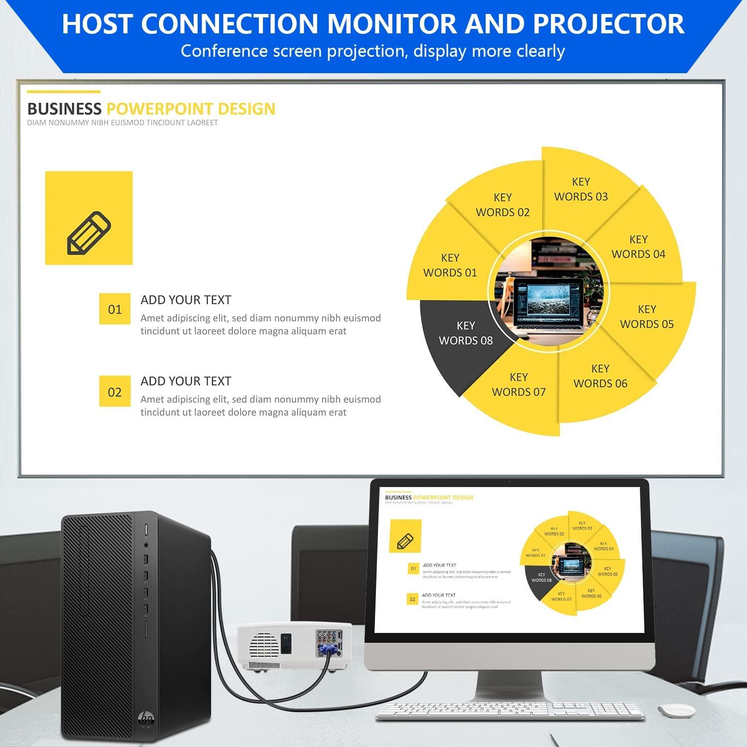 Cable Divisor VGA Macho a 2 Machos Pasow 1.52m 1080P Full HD
