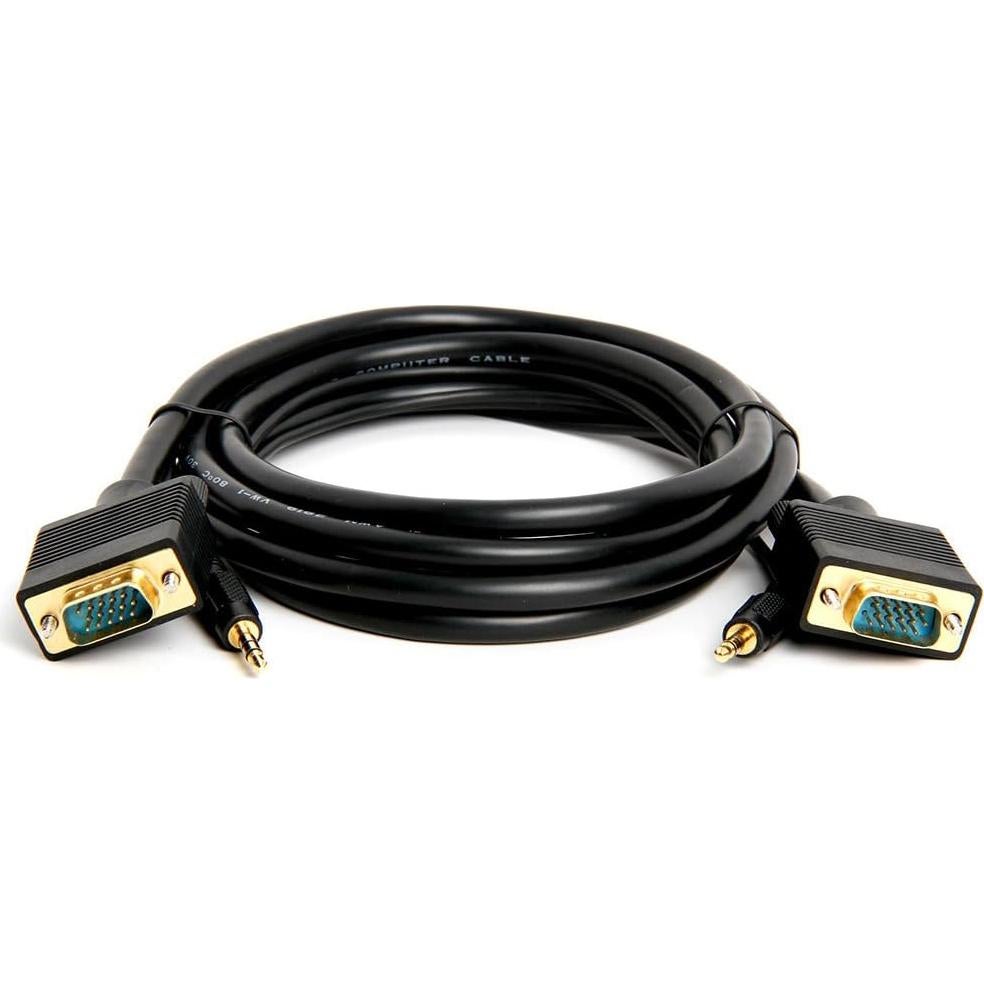 Cable VGA Cmple 1.83m con Audio Estéreo 3.5mm Chapado en Oro