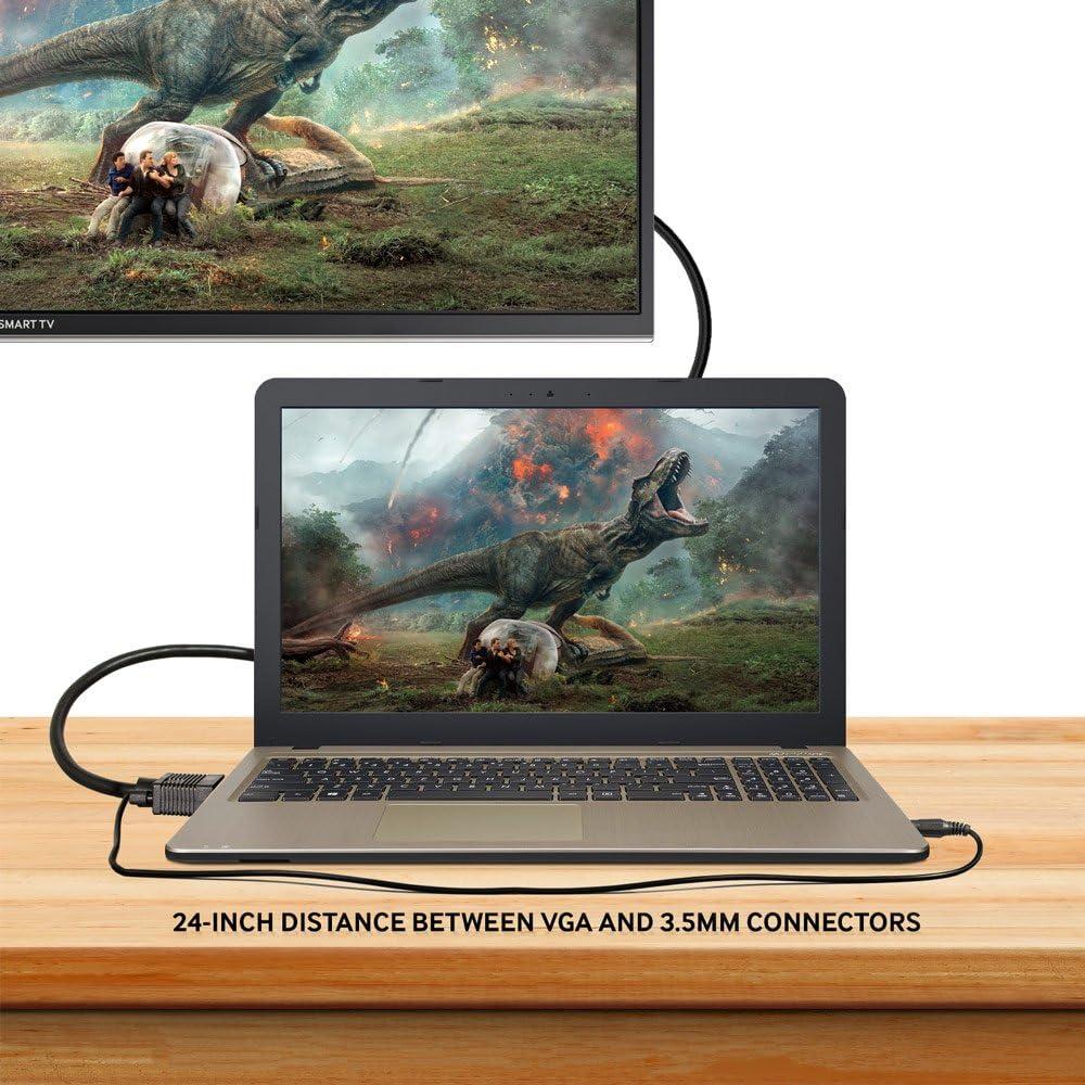 Cable VGA Cmple 1.83m con Audio Estéreo 3.5mm Chapado en Oro