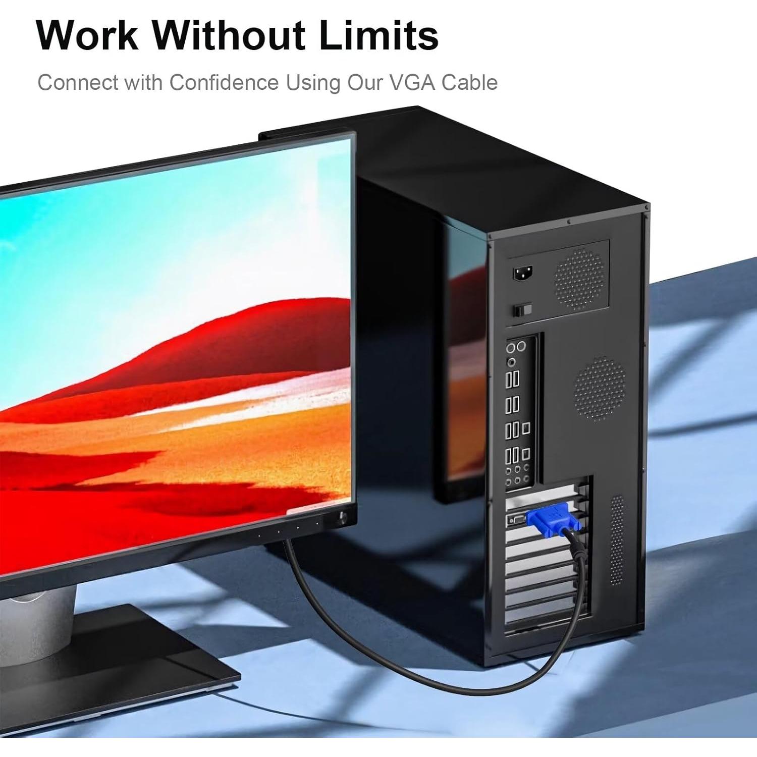 Cable VGA Macho a Macho 1.5m HYANGQU - 2 Pack HD