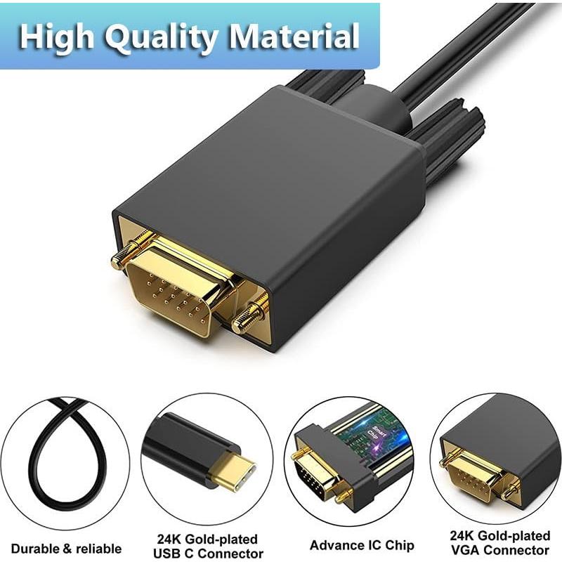 Cable USB C a VGA 1.83m Znoogrn Adaptador 1080P Compatible