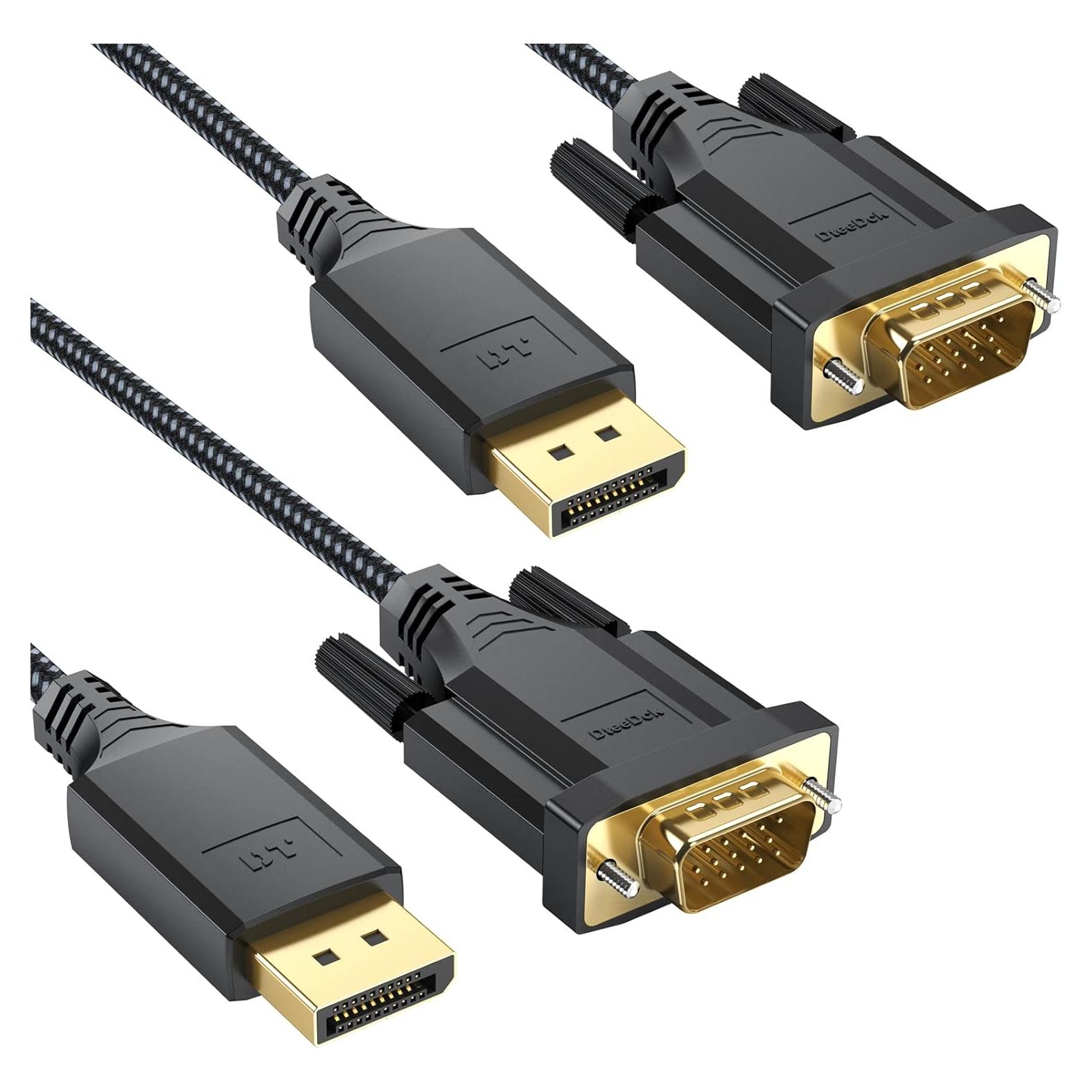 Cable DisplayPort a VGA 1.83m DteeDck - 2 Paquete