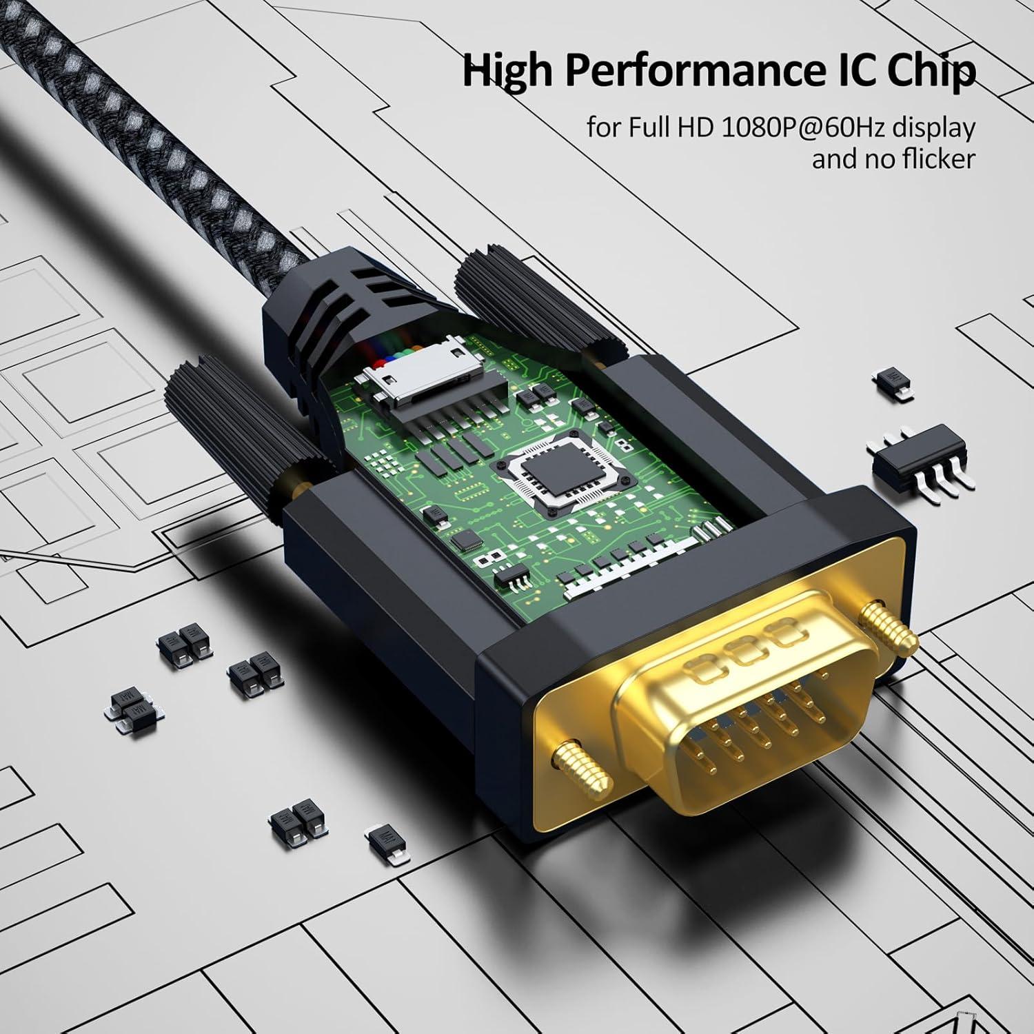 Cable DisplayPort a VGA 1.83m DteeDck - 2 Paquete