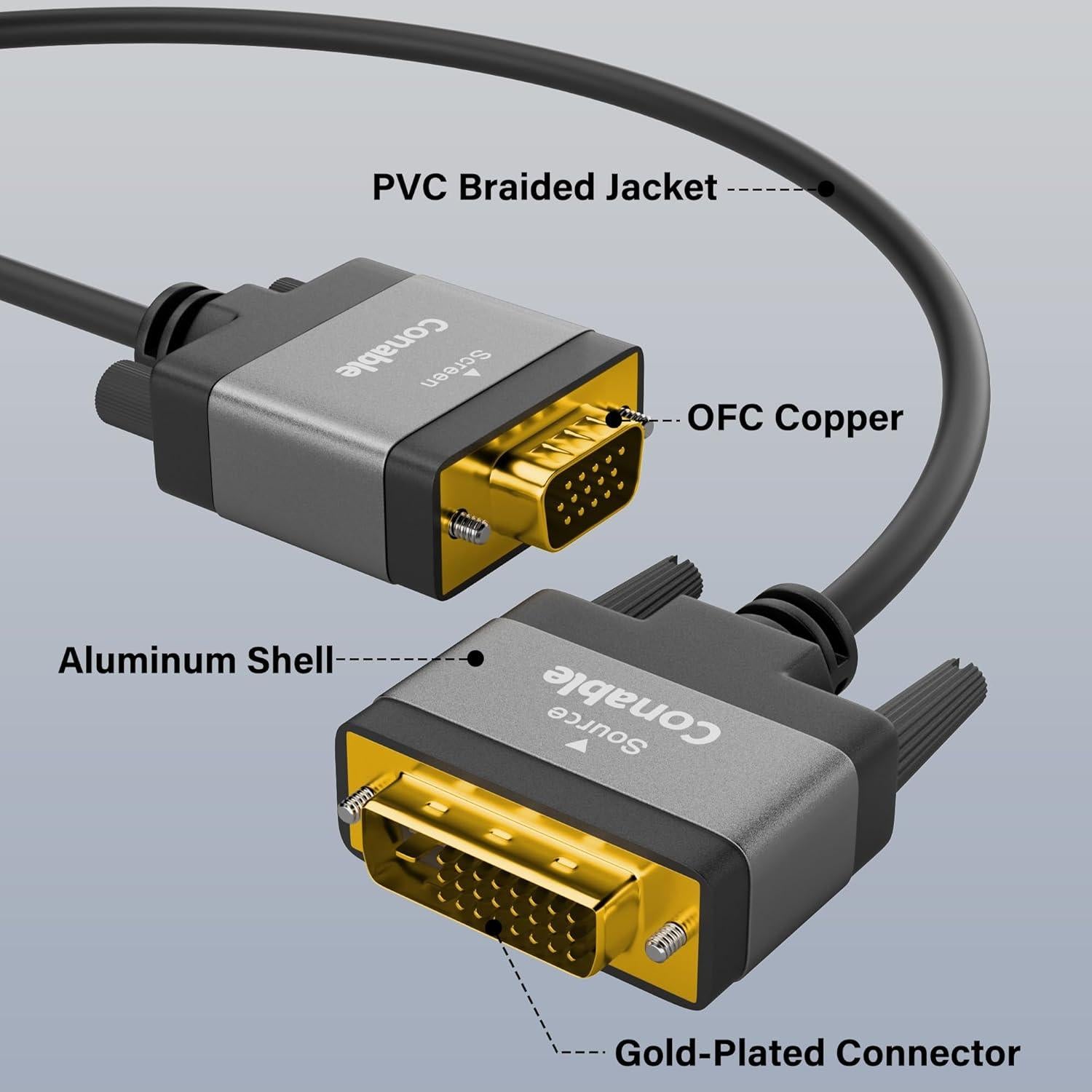 Cable DVI a VGA 7.62 m Conable 1080P Unidireccional