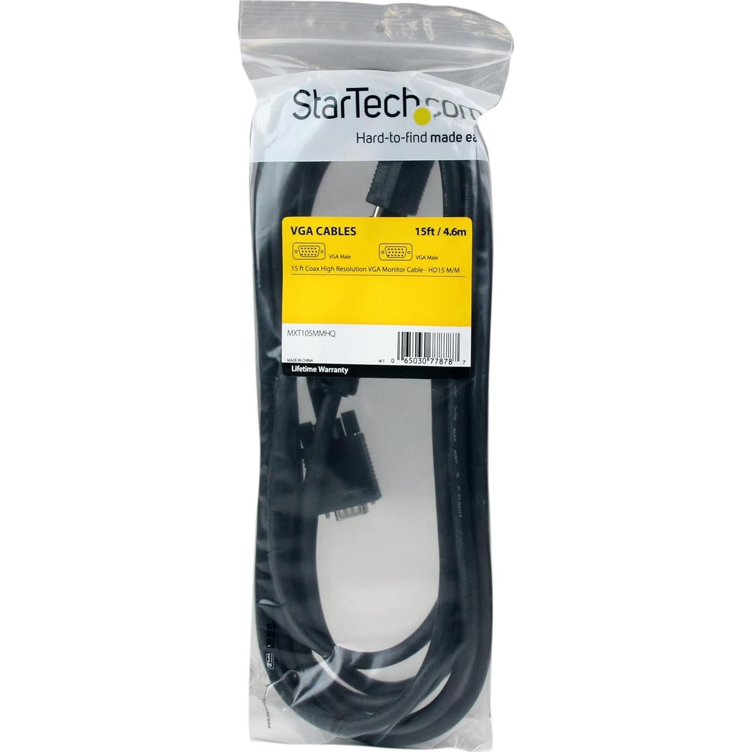 Cable VGA Coaxial StarTech 4.5m HD15 M/M Alta Resolución