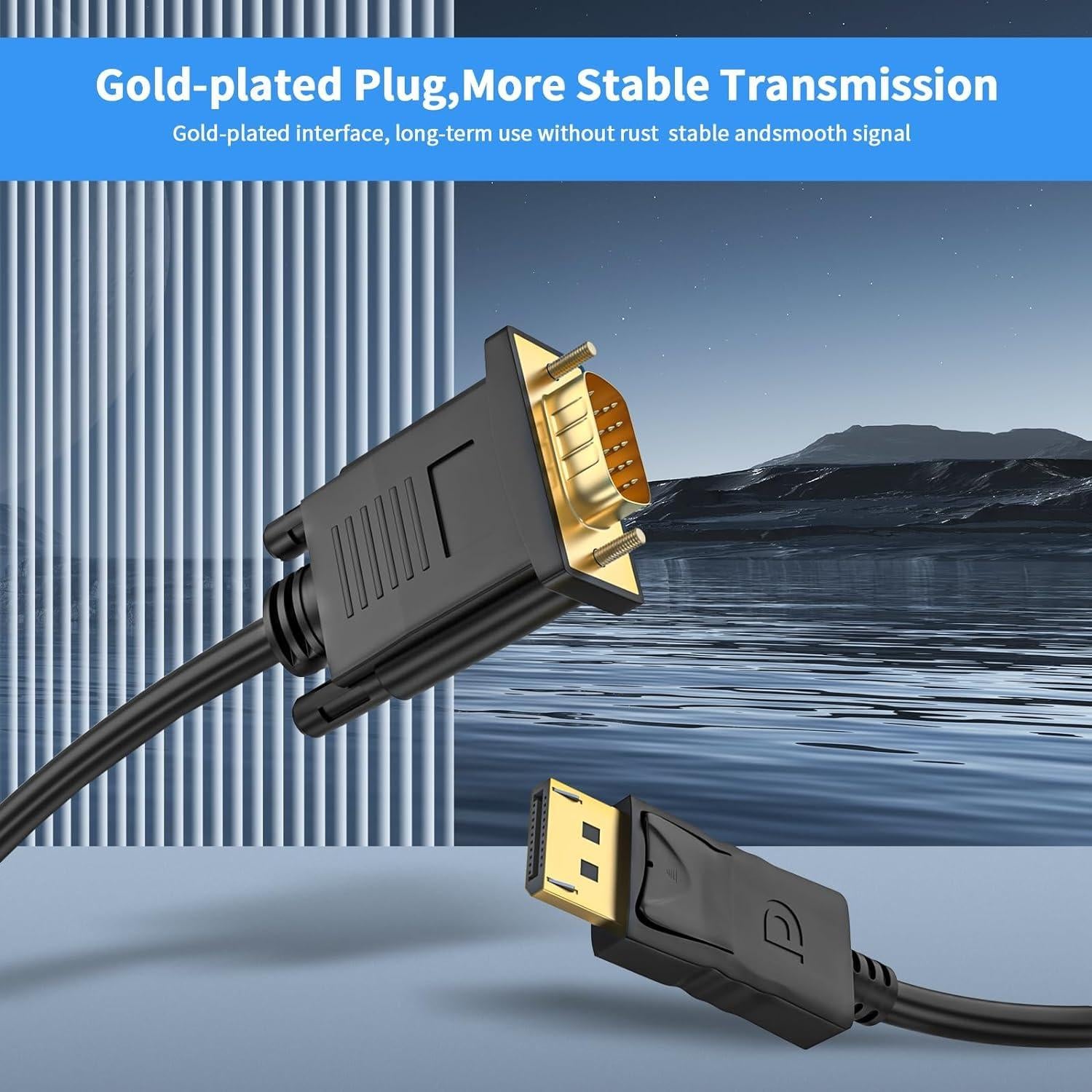 Adaptador DisplayPort a VGA Seefeful 1.83m Full HD 1080P